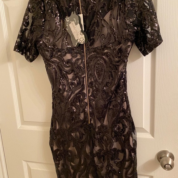 Black Sequin Mini Dress - Picture 2 of 2